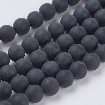 Black Agate Gemstone Beads Strands US-G-G447-4A-1
