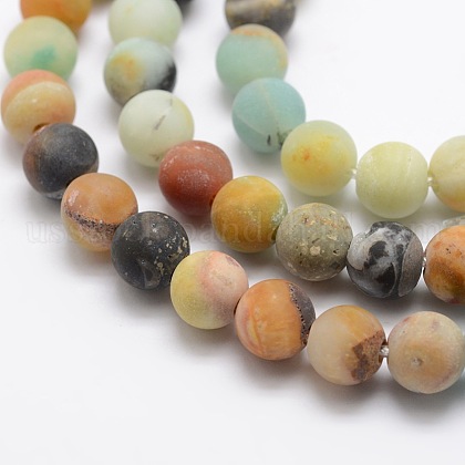 Frosted Natural Flower Amazonite Bead Strands US-G-L460-01-10mm-1