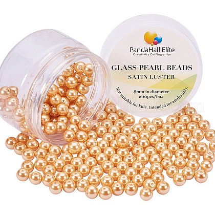 Pearlized Glass Pearl Round Beads US-HY-PH0001-8mm-112-1