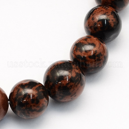 Natural Mahogany Obsidian Round Beads Strands US-G-S163-6mm-1