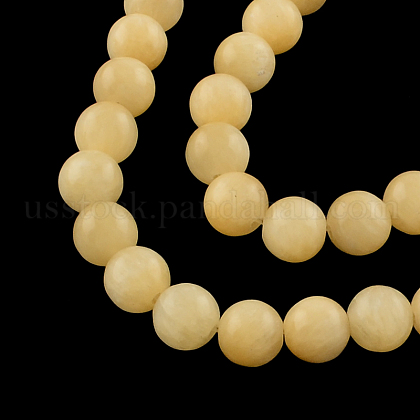 Round Natural Yellow Jade Beads Strands US-G-R336-8mm-03-1
