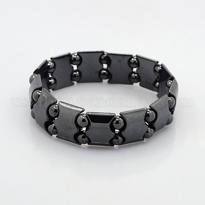 Magnetic Hematite Stretch Bracelets for Valentine's Day Gift US-BJEW-M066-08-1