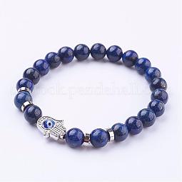 Natural Lapis Lazuli Stretch Bracelets US-BJEW-JB03146-03