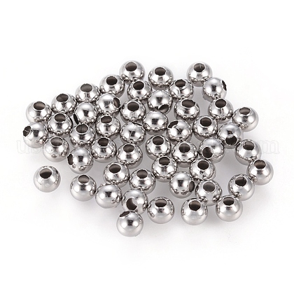 304 Stainless Steel Hollow Round Seamed Beads US-STAS-R032-4mm-1