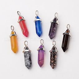 Natural Gemstone Double Terminated Pointed Pendants US-G-F295-05