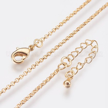 Long-Lasting Plated Brass Cable Chain Necklaces US-NJEW-K112-10G-NF-1