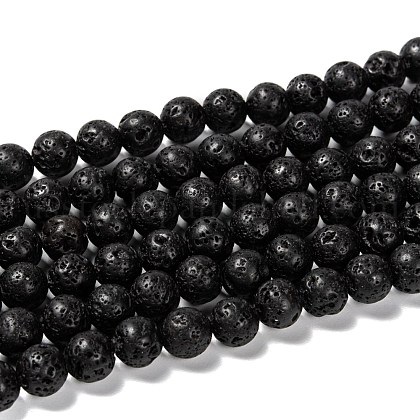Natural Lava Rock Round Bead Strands US-G-M169-8mm-03-1
