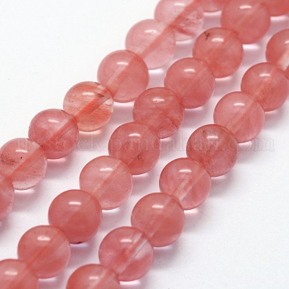 Cherry Quartz Glass Beads Strands US-G-I199-28-6mm-1