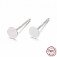 925 Sterling Silver Round Flat Pad Stud Earring Findings US-STER-T002-200S-1