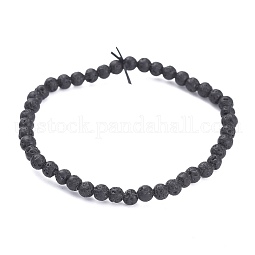 Natural Lava Rock Beads Stretch Bracelets US-BJEW-G623-02-4mm