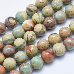 Natural Aqua Terra Jasper Beads Strands US-G-E444-14B-8mm