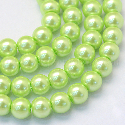 Baking Painted Pearlized Glass Pearl Round Bead Strands US-HY-Q003-4mm-07-1