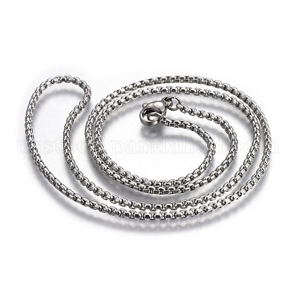 304 Stainless Steel Box Chain Necklaces US-NJEW-O110-05B-P-1