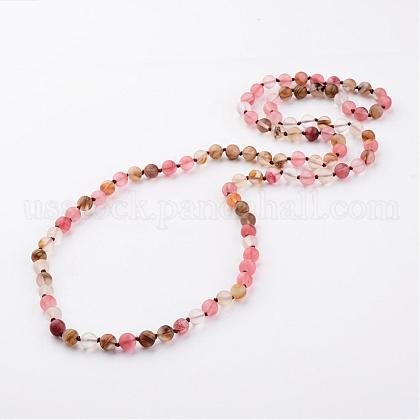 Natural Tigerskin Glass Necklaces US-NJEW-D264-16-1