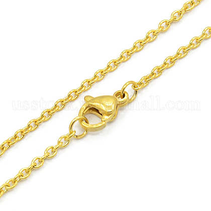 Unisex Classic Plain Vacuum Plating 304 Stainless Steel Mens Womens Cable Chain Necklaces US-STAS-O037-83G-1