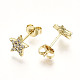 Brass Micro Pave Clear Cubic Zirconia Stud Earrings US-EJEW-T046-30G-NF-2