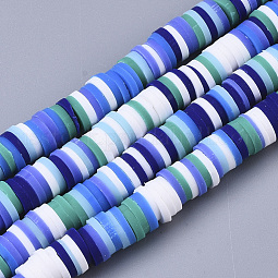 Handmade Polymer Clay Beads Strands US-CLAY-R089-6mm-088