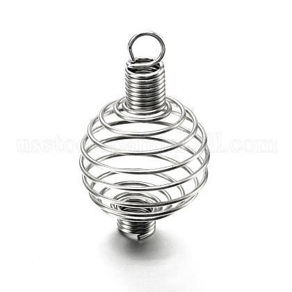 Iron Spiral Bead Cages Pendants Making US-STAS-A031-01-1