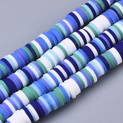 Handmade Polymer Clay Beads Strands US-CLAY-R089-6mm-088-1