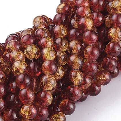 1Strand Two Tone Transparent Crackle Glass Round Beads Strands US-X-CCG-Q002-8mm-10-1