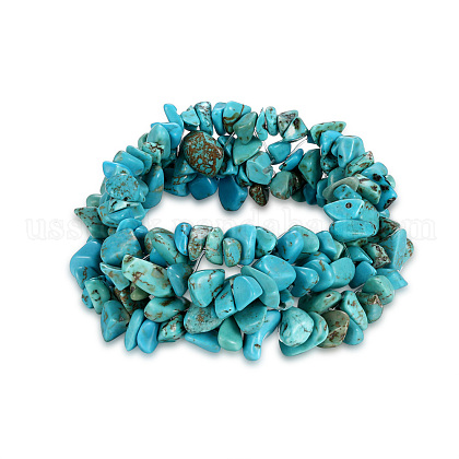 Natural Turquoise Chips Stretch Bracelets US-BJEW-BB16541-E-1