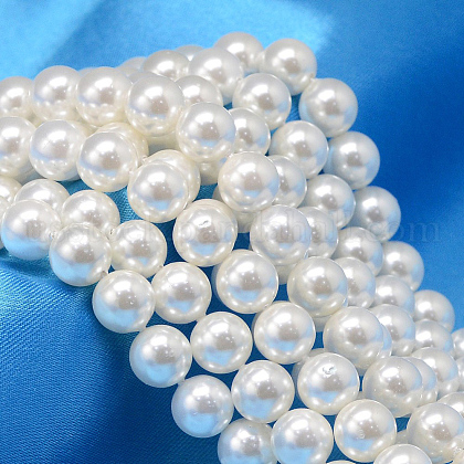 Round Shell Pearl Bead Strands US-BSHE-L011-10mm-A013-1
