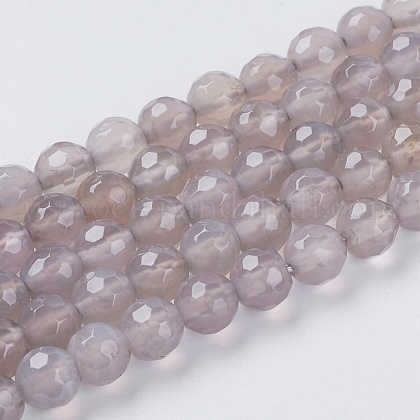 Natural Grey Agate Beads Strands US-G-G580-6mm-08-1