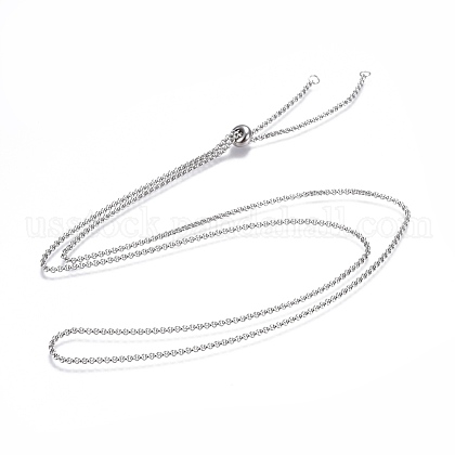 Adjustable 304 Stainless Steel Slider Necklaces US-NJEW-L156-003P-1