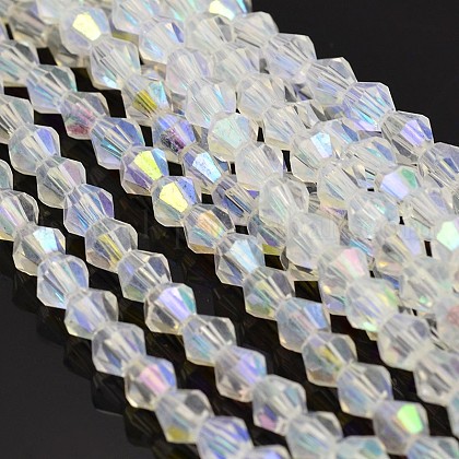 Faceted Bicone Electroplate Glass Beads Strands US-EGLA-P016-4mm-AB02-1