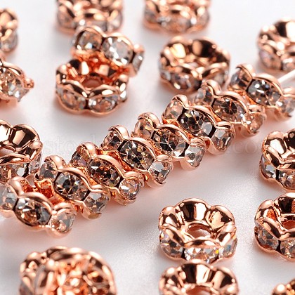 Brass Rhinestone Spacer Beads US-RB-A014-L6mm-01RG-NF-1