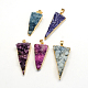 Plated Natural Druzy Agate Triangle Pendants US-G-R275-08-1
