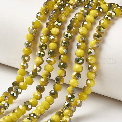 Electroplate Opaque Glass Beads Strands US-EGLA-A034-P6mm-S07-1