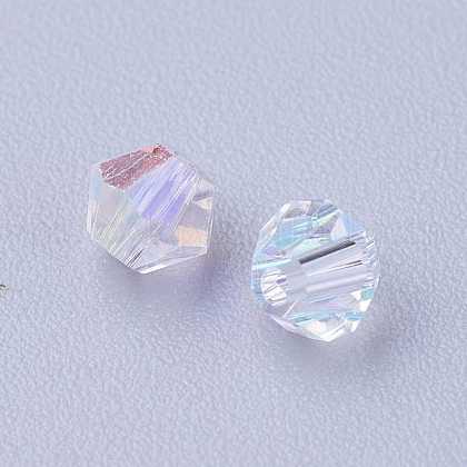 Electroplate Crystal Glass Bicone Beads US-GGLA-F026-B01-1