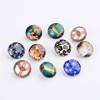 Mixed Flat Round Brass Jewelry Snap Buttons US-SNAP-MSMC001-01-1