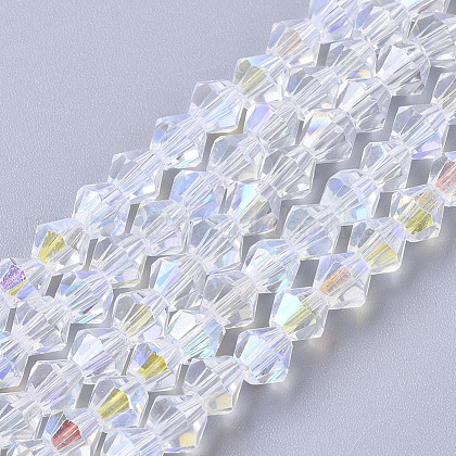 Electroplate Glass Beads Strands US-EGLA-Q118-4mm-C17-1