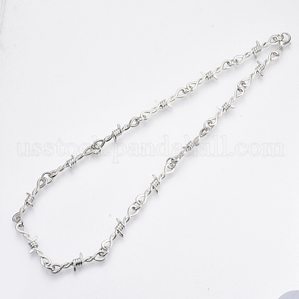Alloy Barb Wire Necklaces US-NJEW-R254-01B-P-1