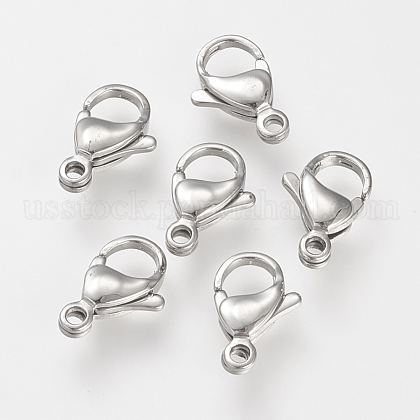 304 Stainless Steel Lobster Claw Clasps US-STAS-S066-9mm-15-1