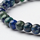 Natural Chrysocolla and Lapis Lazuli(Dyed) Round Bead Stretch Bracelets US-BJEW-L594-B04-2