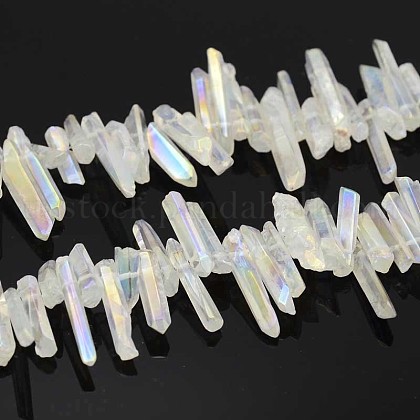 Natural Electroplated Quartz Crystal Beads Strands US-G-F212-01-1