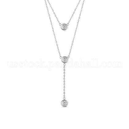 SHEGRACE Rhodium Plated 925 Sterling Silver Double Layered Necklace US-JN635A-1