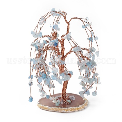 Natural Aquamarine Tree Display Decoration US-DJEW-G027-20RG-04-1