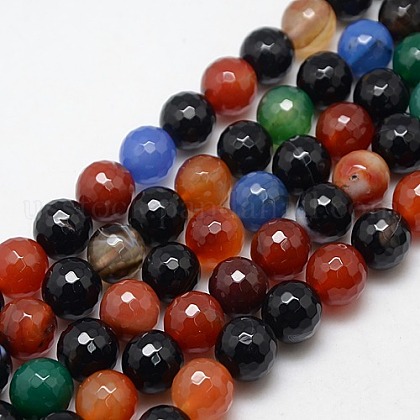 Natural Agate Round Beads Strand US-G-L084-14mm-10-1