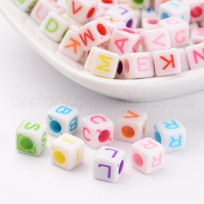 Mixed Color Acrylic Letter Cube Floating Charms Beads for Chunky Necklace Jewelry US-X-SACR-531-M-1