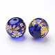 Flower Picture Transparent Glass Round Beads US-GFB-R004-14mm-M17-2