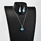 Teardrop AB Color Plated Electroplate Glass Pendant Necklaces & Dangle Earrings Jewelry Sets US-SJEW-JS00880-6