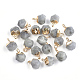 Electroplate Natural Labradorite Star Cut Round Charms US-G-S344-08E-1