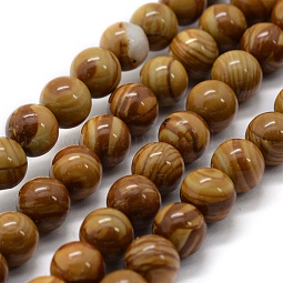 Natural Wood Lace Stone Beads Strands US-G-G763-05-6mm