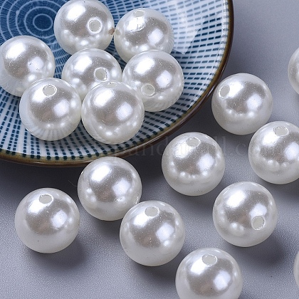 ABS Plastic Imitation Pearl Round Beads US-MACR-F033-8mm-24-1