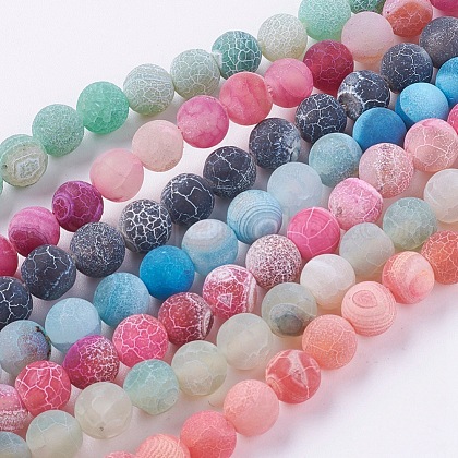 Natural Weathered Agate Beads Strands US-G-G589-8mm-M-1