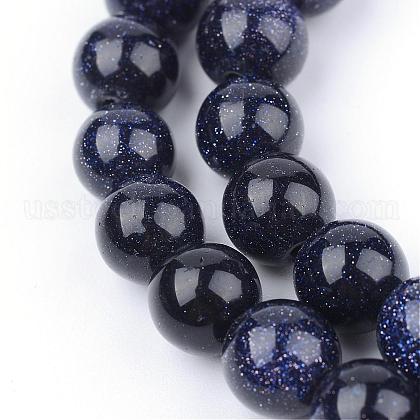 Synthetic Blue Goldstone Beads Strands US-G-Q462-8mm-28-1